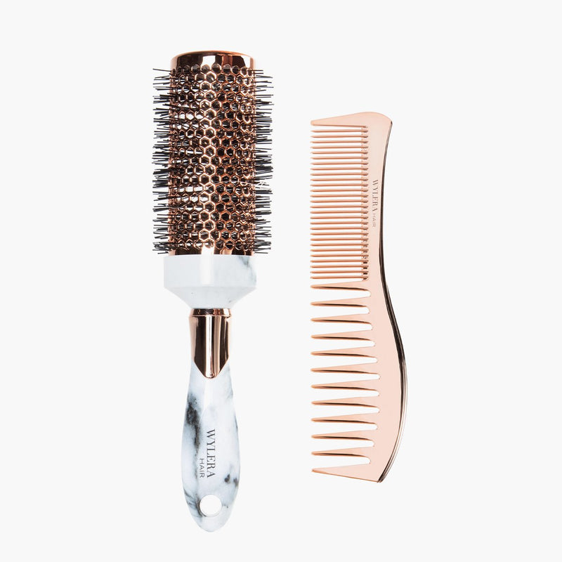 Smooth Touch Round Brush and Dual Comb